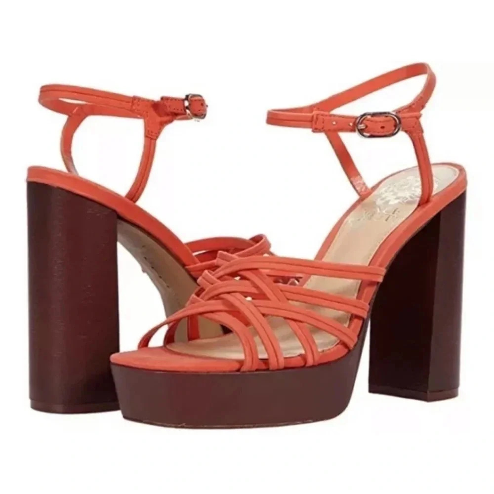 New Vince Camuto VC-Larriss Strappy Platform Heel Sandal
Candy Coral nubuck